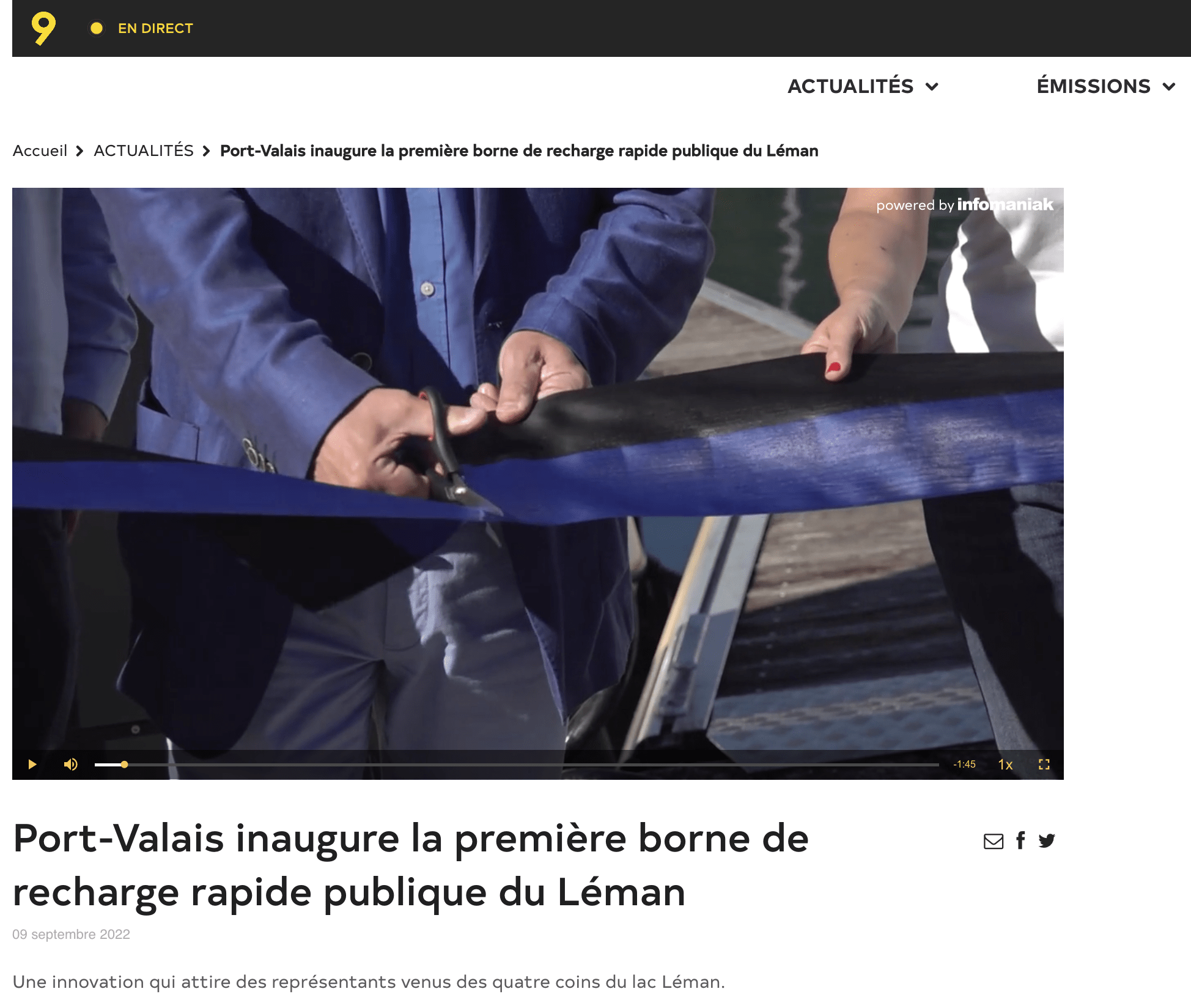 Port-Valais inaugure la première borne de recharge rapide publique du Léman